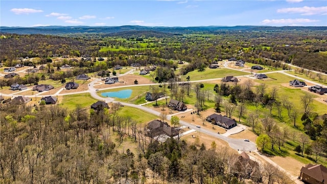 bird's eye view with a view of trees