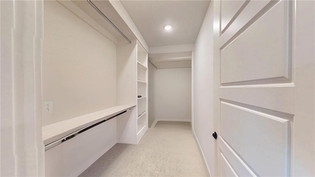 spacious closet with light carpet