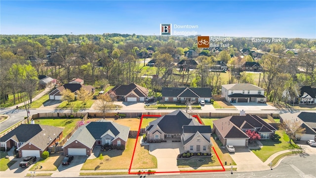 aerial view with a residential view
