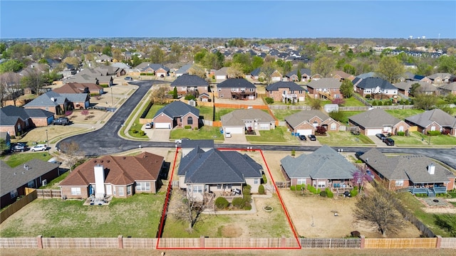 aerial view with a residential view