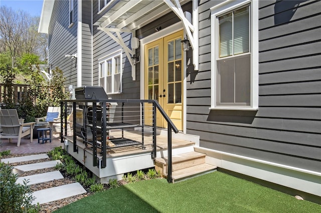 deck featuring french doors