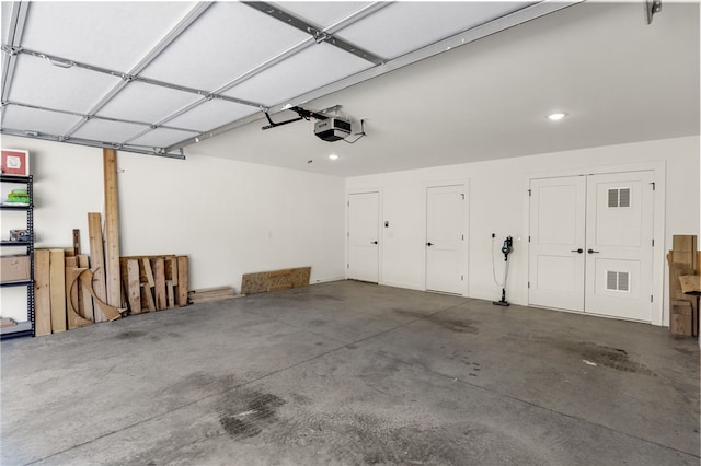 garage with a garage door opener