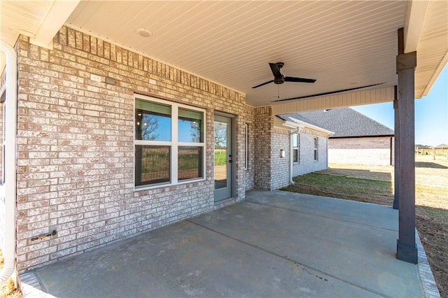 view of patio with ceiling fan