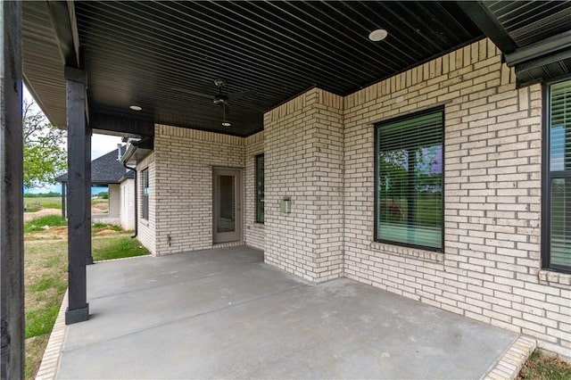 view of patio / terrace featuring a ceiling fan