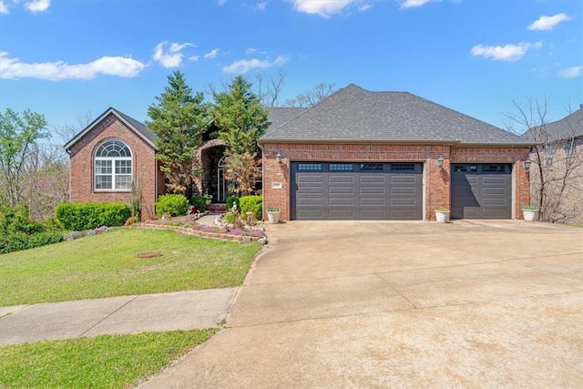 1402 NE Fairwinds Dr, Bentonville, AR 72712 - single story home featuring a garage, concrete driveway, a front lawn, and brick siding