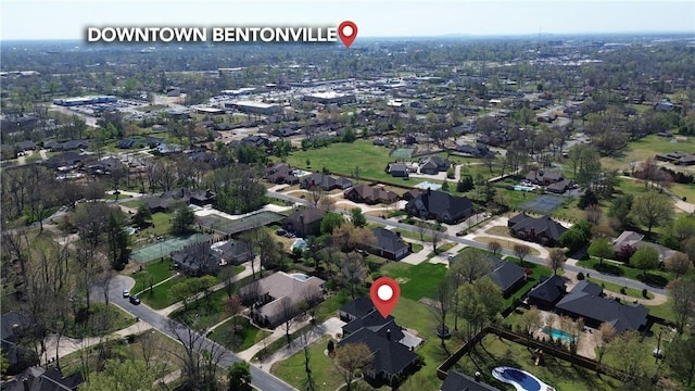 birds eye view of property with a residential view
