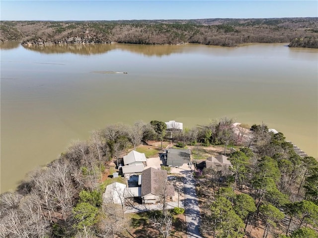 16446 Pin Oak Ln, Rogers, AR 72756 - birds eye view of property featuring a wooded view and a water view