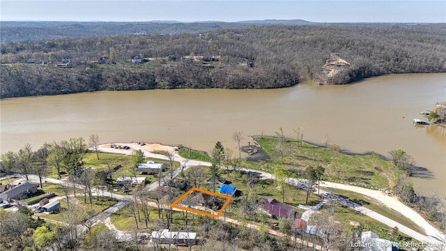 10093 Oklahoma Dr, Rogers, AR 72758 - birds eye view of property with a water view and a view of trees