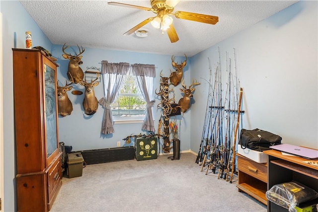 304 Angela St, Springdale, AR 72762 - interior space featuring ceiling fan, carpet flooring, and a textured ceiling