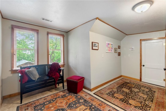 42 Vaughn St, Eureka Springs, AR 72632 - living area with baseboards and lofted ceiling