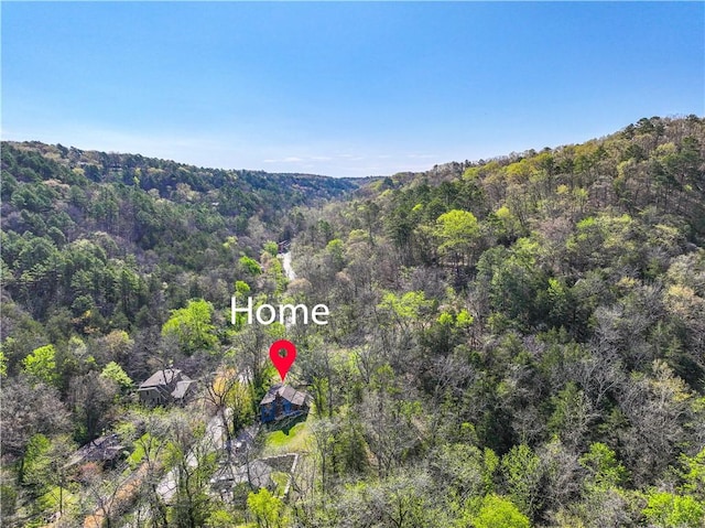 aerial view featuring a forest view