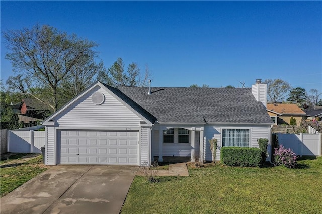 2416 Mulberry St, Rogers, AR 72758 - view of front of property featuring a garage, fence, concrete driveway, and a front lawn