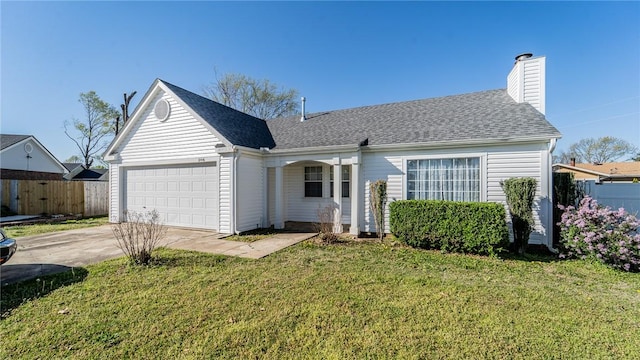 2416 Mulberry St, Rogers, AR 72758 - view of front of house featuring a garage, a chimney, driveway, and a shingled roof