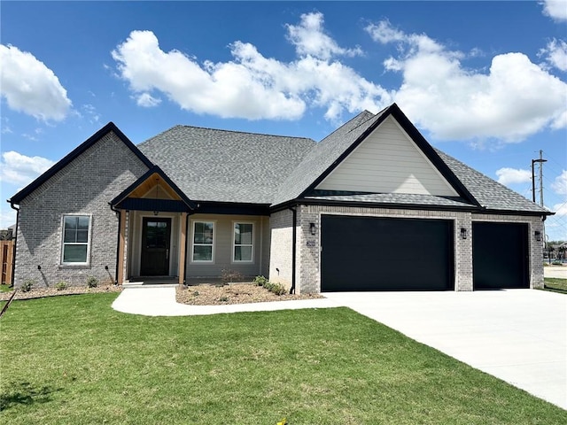 7919 Via Roma Ave, Springdale, AR 72762 - view of front of house with an attached garage, driveway, brick siding, and a shingled roof