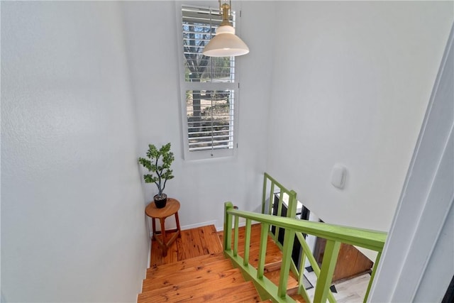 30 Strichen Dr, Bella Vista, AR 72715 - stairs featuring baseboards and wood finished floors