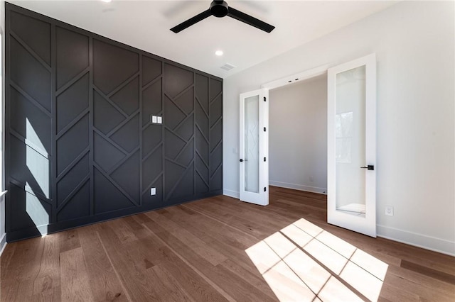3601 Beaverhead, Bentonville, AR 72712 - empty room with baseboards, recessed lighting, ceiling fan, and wood finished floors