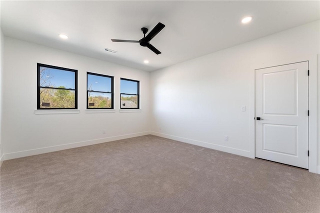 3601 Beaverhead, Bentonville, AR 72712 - carpeted empty room featuring recessed lighting, visible vents, baseboards, and ceiling fan