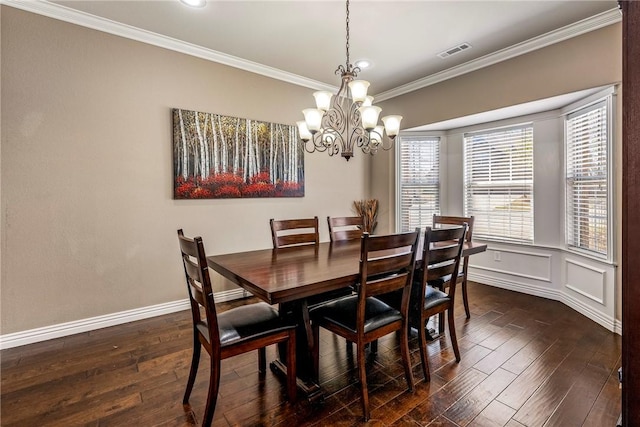 4502 SW Alfalfa Ave, Bentonville, AR 72713 - dining room featuring dark wood finished floors, crown molding, a chandelier, and recessed lighting
