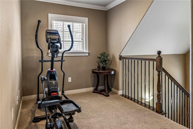 4502 SW Alfalfa Ave, Bentonville, AR 72713 - workout room with carpet and ornamental molding