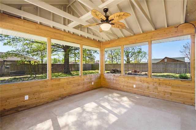 503 Oakwood St, Lowell, AR 72745 - unfurnished sunroom with ceiling fan and vaulted ceiling