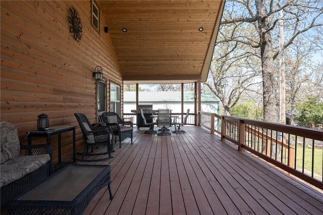 95951 Manns Dr, Gore, OK 74435 - wooden deck featuring outdoor dining space