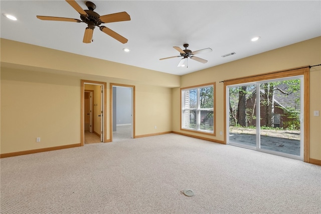 3902 NE Cadbury Ave, Bentonville, AR 72712 - empty room with baseboards, light colored carpet, ceiling fan, and recessed lighting