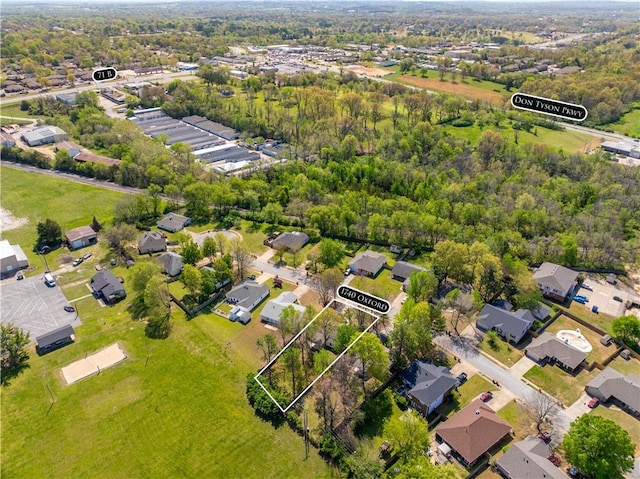 1740 Oxford Pl, Springdale, AR 72764 - aerial perspective of suburban area with property parcel outlined