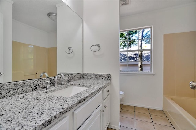 1740 Oxford Pl, Springdale, AR 72764 - bathroom featuring toilet, tile patterned floors, vanity, a shower, and a tub to relax in