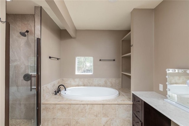 19584 Neills Bluff Rd, Springdale, AR 72764 - full bathroom featuring a garden tub, a stall shower, and vanity
