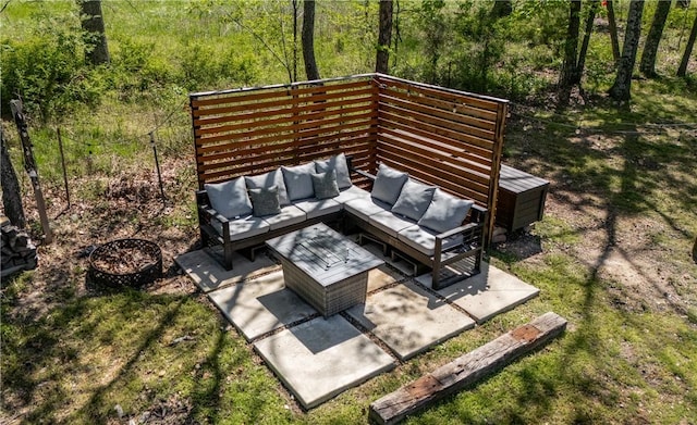 view of patio with an outdoor living space