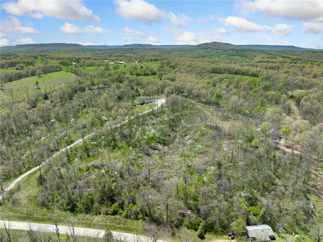 birds eye view of property with a forest view