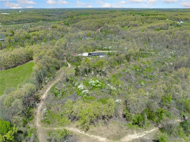 aerial view featuring a forest view