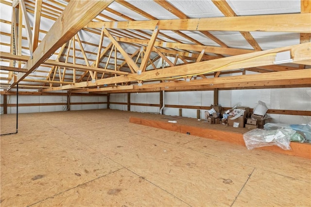 view of unfinished attic