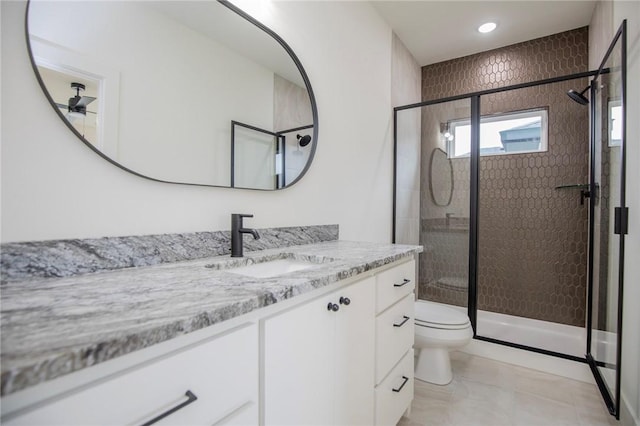 4708 Fieldcrest Ter, Rogers, AR 72758 - full bath featuring vanity, a shower stall, and recessed lighting