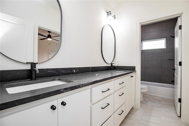 4708 Fieldcrest Ter, Rogers, AR 72758 - bathroom featuring double vanity, shower / bathtub combination, and ceiling fan