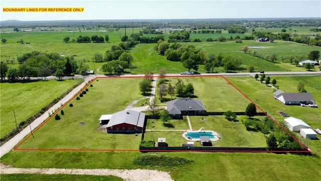 17444 16th Hwy, Siloam Springs, AR 72761 - aerial view of sparsely populated area featuring a pastoral area, property boundaries highlighted, and a pool area