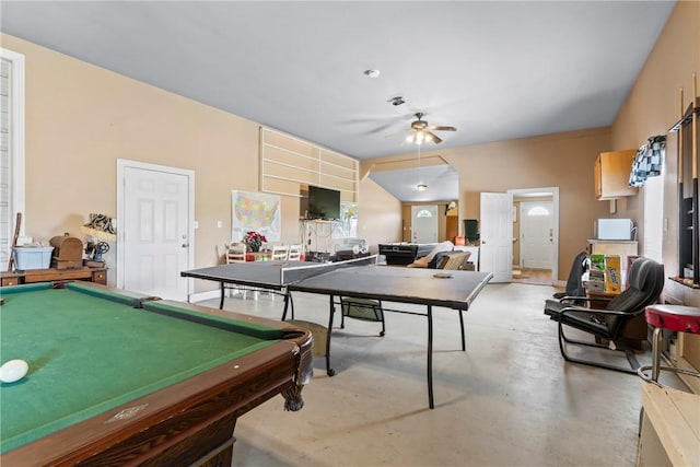 17444 16th Hwy, Siloam Springs, AR 72761 - playroom with a ceiling fan, finished concrete flooring, and pool table