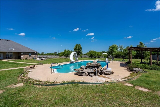 17444 16th Hwy, Siloam Springs, AR 72761 - view of pool featuring a water slide, a yard, and a patio