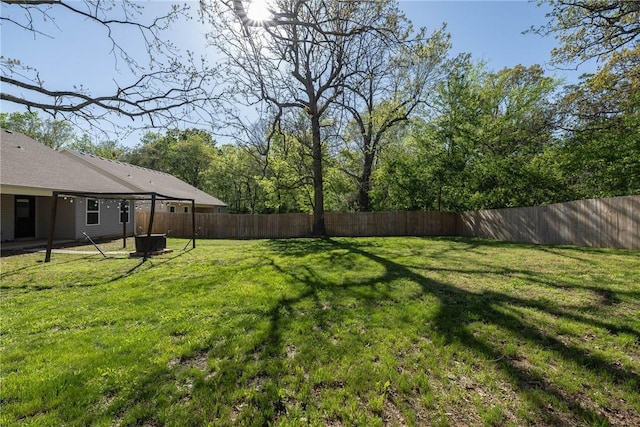 view of yard featuring a fenced backyard