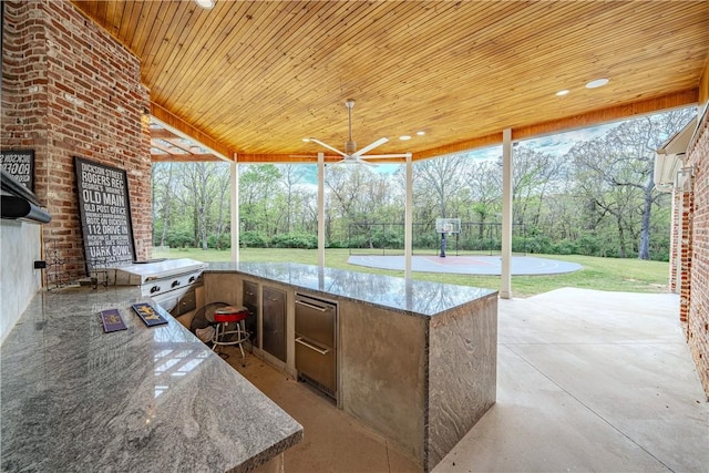 view of patio featuring grilling area, a ceiling fan, and area for grilling