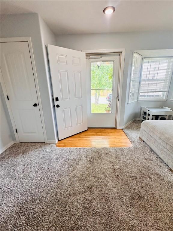 interior space featuring baseboards and carpet