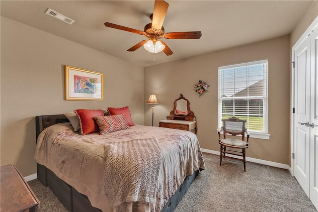 4091 Ridgeton St, Springdale, AR 72764 - bedroom with baseboards, a ceiling fan, visible vents, and carpet