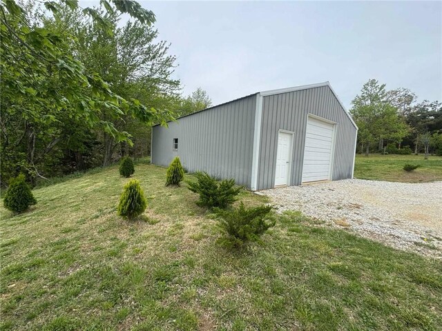view of detached garage