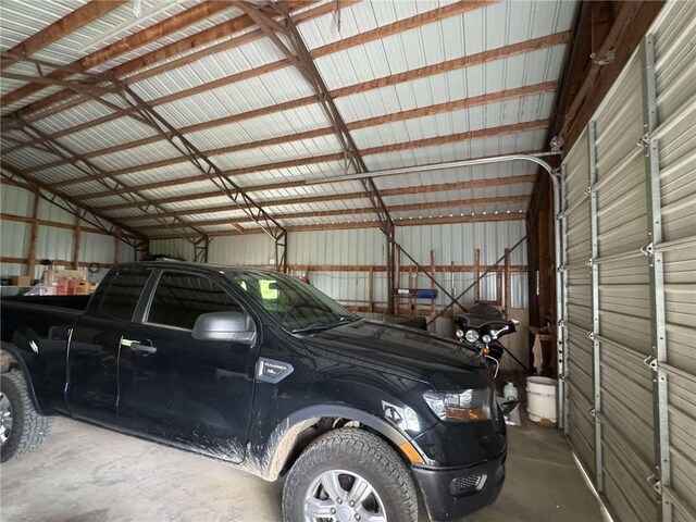 garage featuring metal wall