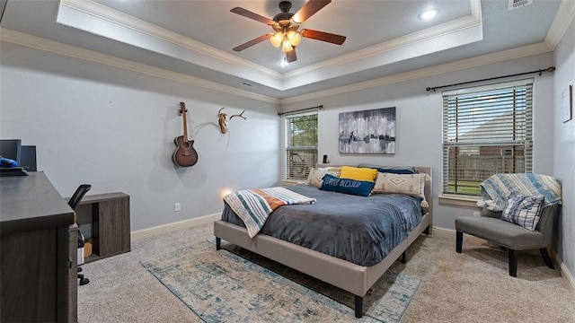 505 Blair Cir, Pea Ridge, AR 72751 - carpeted bedroom featuring baseboards, ornamental molding, and a raised ceiling