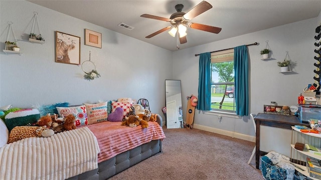 505 Blair Cir, Pea Ridge, AR 72751 - carpeted bedroom with visible vents, baseboards, and ceiling fan