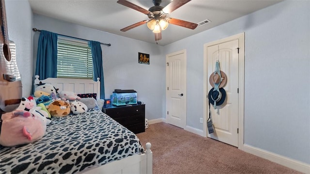 505 Blair Cir, Pea Ridge, AR 72751 - bedroom featuring baseboards, ceiling fan, carpet, and visible vents
