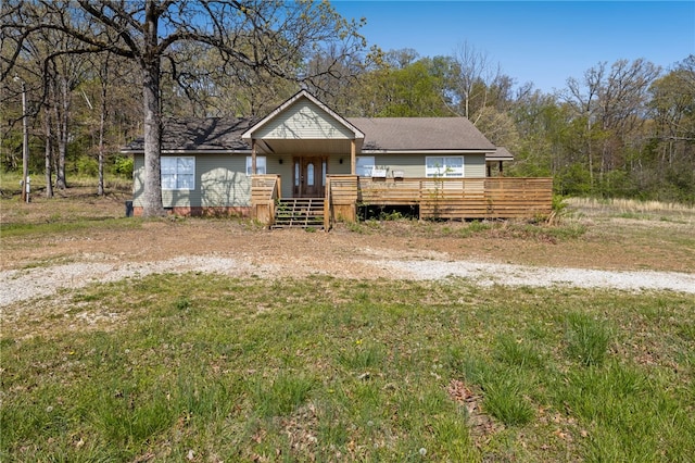 ranch-style home featuring a deck
