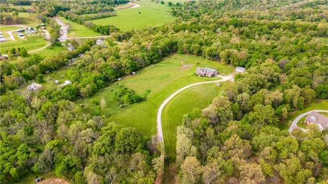 drone / aerial view with a rural view