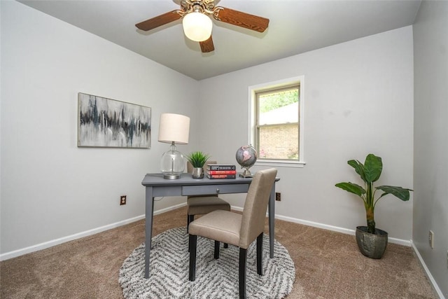 office area featuring baseboards and carpet flooring